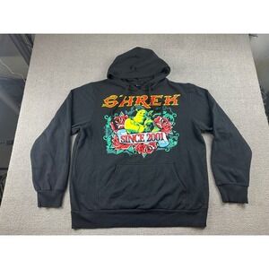 Shrek Hoodie Men XL Black Graphic Print‎ Roses 2000s Movie Cartoon DreamWorks